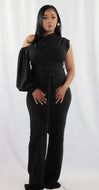 Black Allure One Shoulder Jumpsuit